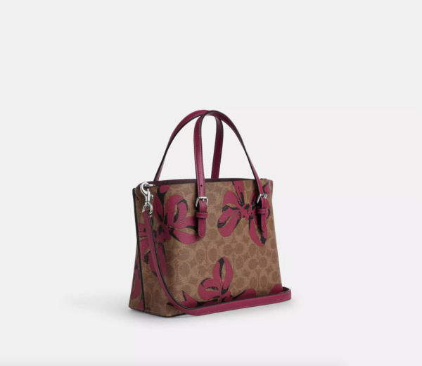 Coach Mollie Tote Bag 25 With Bow Print (Tan Pink Multi) - Image 2