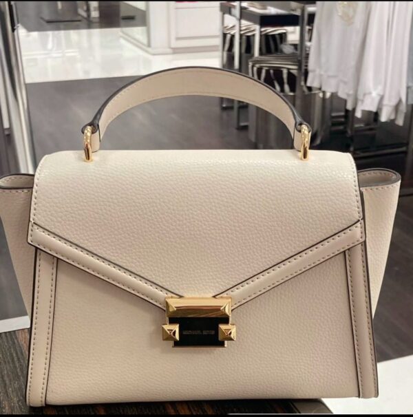 [Pre Order]- Michael Kors Whitney Medium Flap Top Handle Satchel (Light Cream)