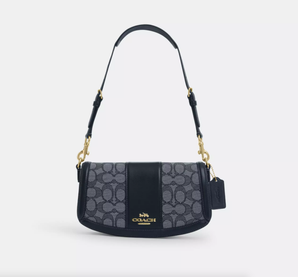 Coach Andrea Shoulder Bag In Signature Jacquard (Navy)