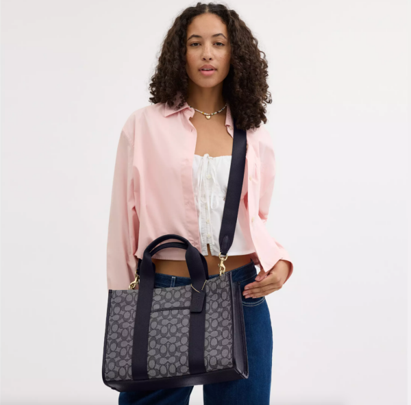 Coach Smith Tote Bag In Signature Jacquard (Navy) - Image 4