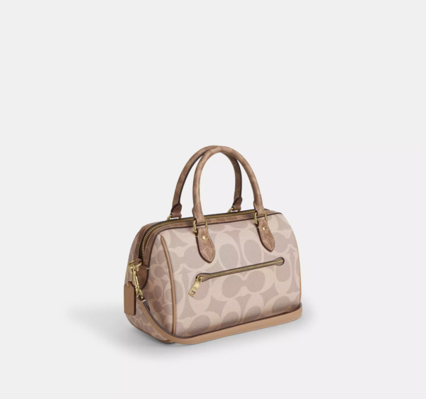 Coach Rowan Satchel Bag In Blocked Signature Canvas (Sand Tan) - Image 3