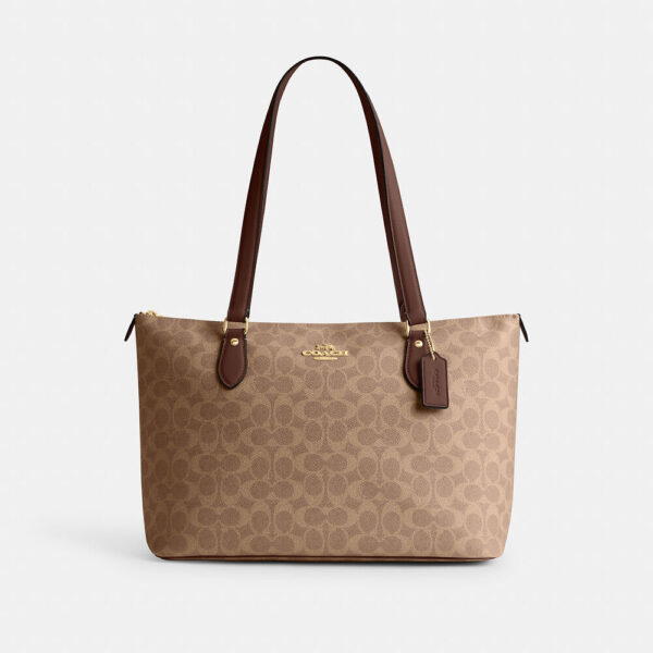 Coach Gallery Tote Bag In Signature Canvas (Tan Brown)