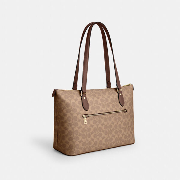 Coach Gallery Tote Bag In Signature Canvas (Tan Brown) - Image 4