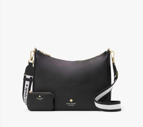 Kate Spade Emma Pebbled Leather Large Crossbody (Black)