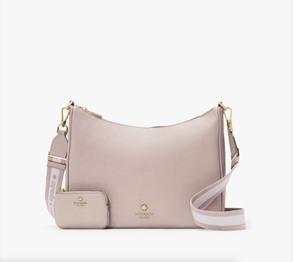 Kate Spade Emma Pebbled Leather Large Crossbody (Cozy Grey)